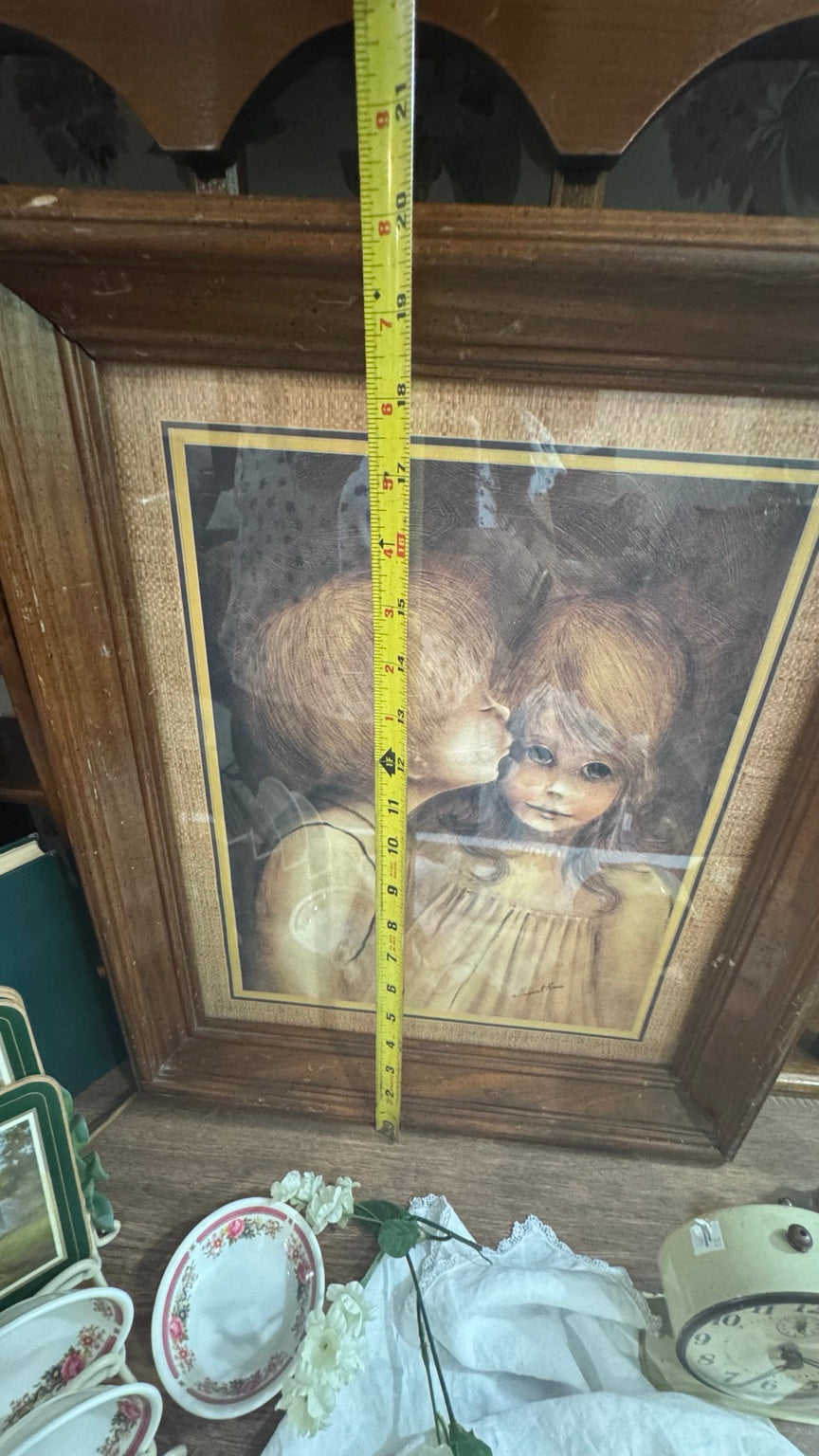 Vintage Margaret Kane Big-Eyed Children Framed Art Print