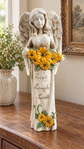 Live Laugh Love Angel Figurine with Yellow Flowers – 11″