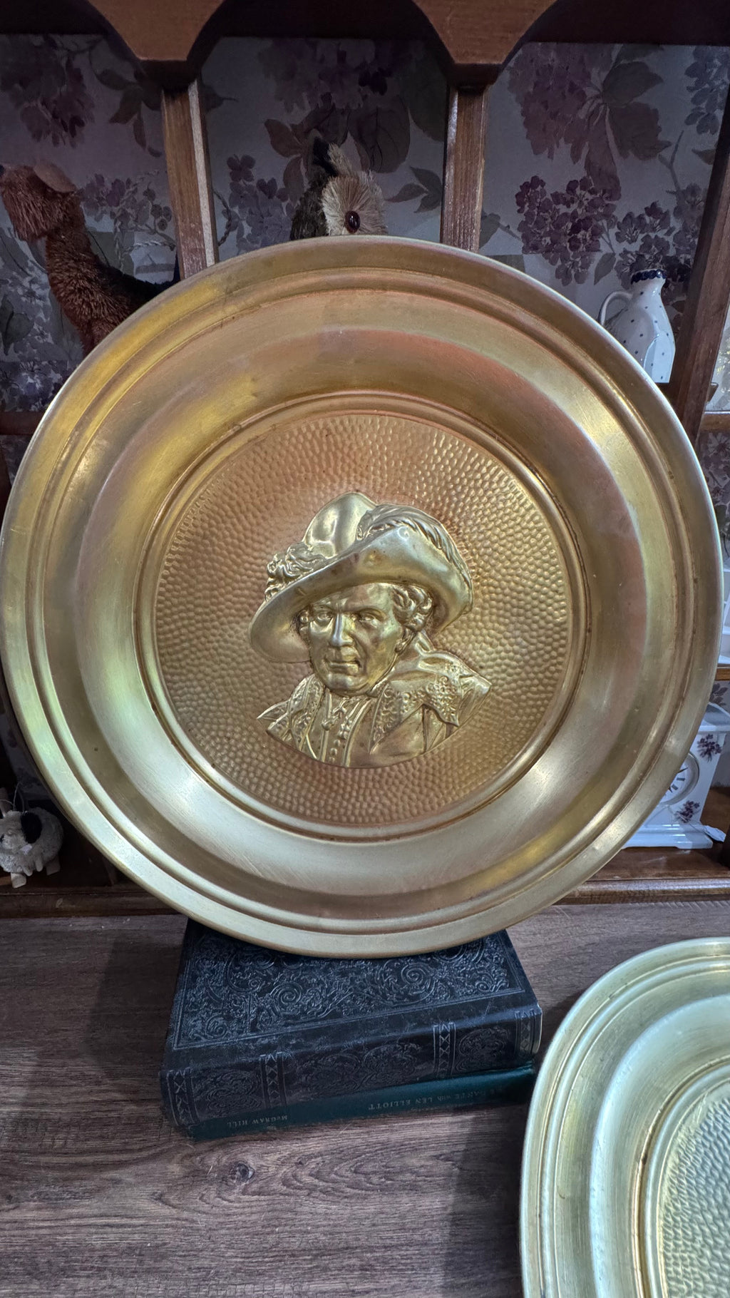 Vintage Brass Wall Plaques Set of 3 – Ship & Portraits