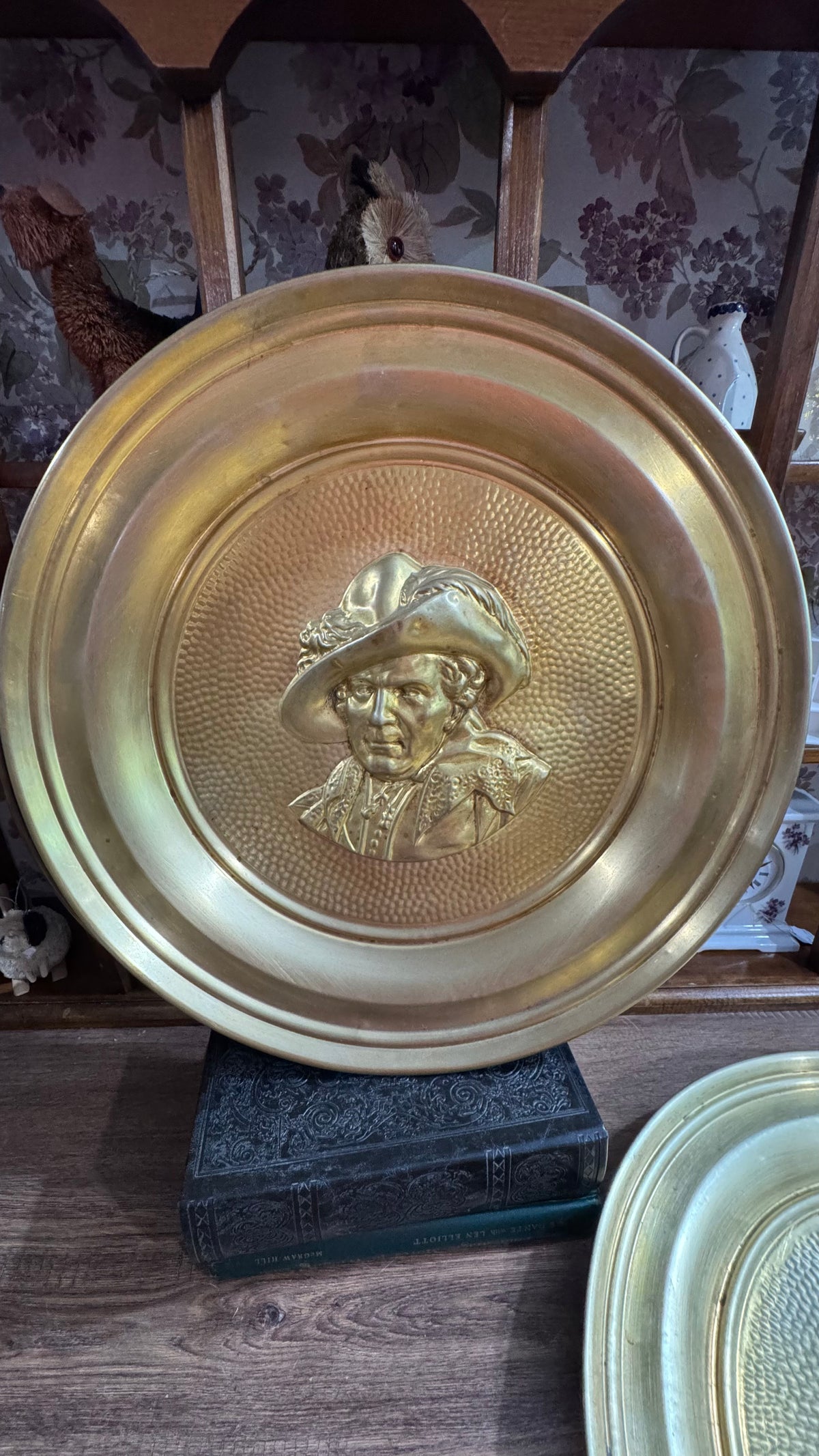 Vintage Brass Wall Plaques Set of 3 – Ship & Portraits
