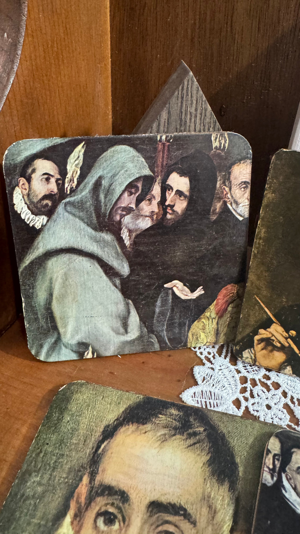 Set of 6 El Greco Art Coasters – Red Felt Backs – Old World Decor