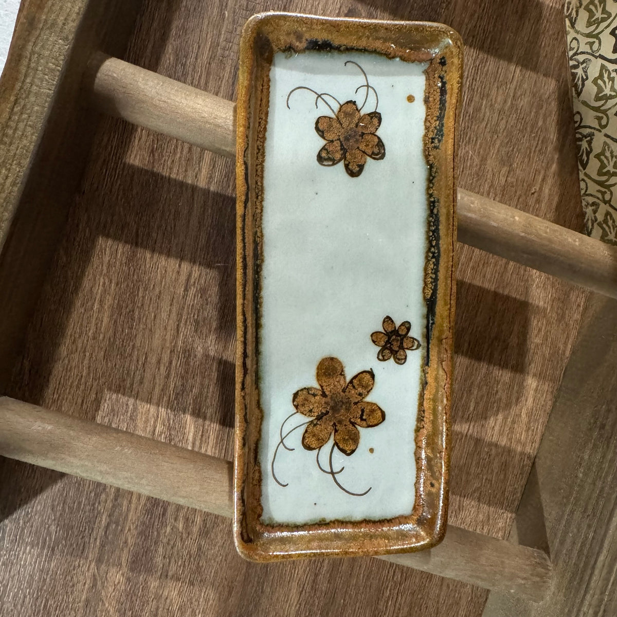 Vintage Veracruz Mexico Handcrafted Pottery Floral Tray