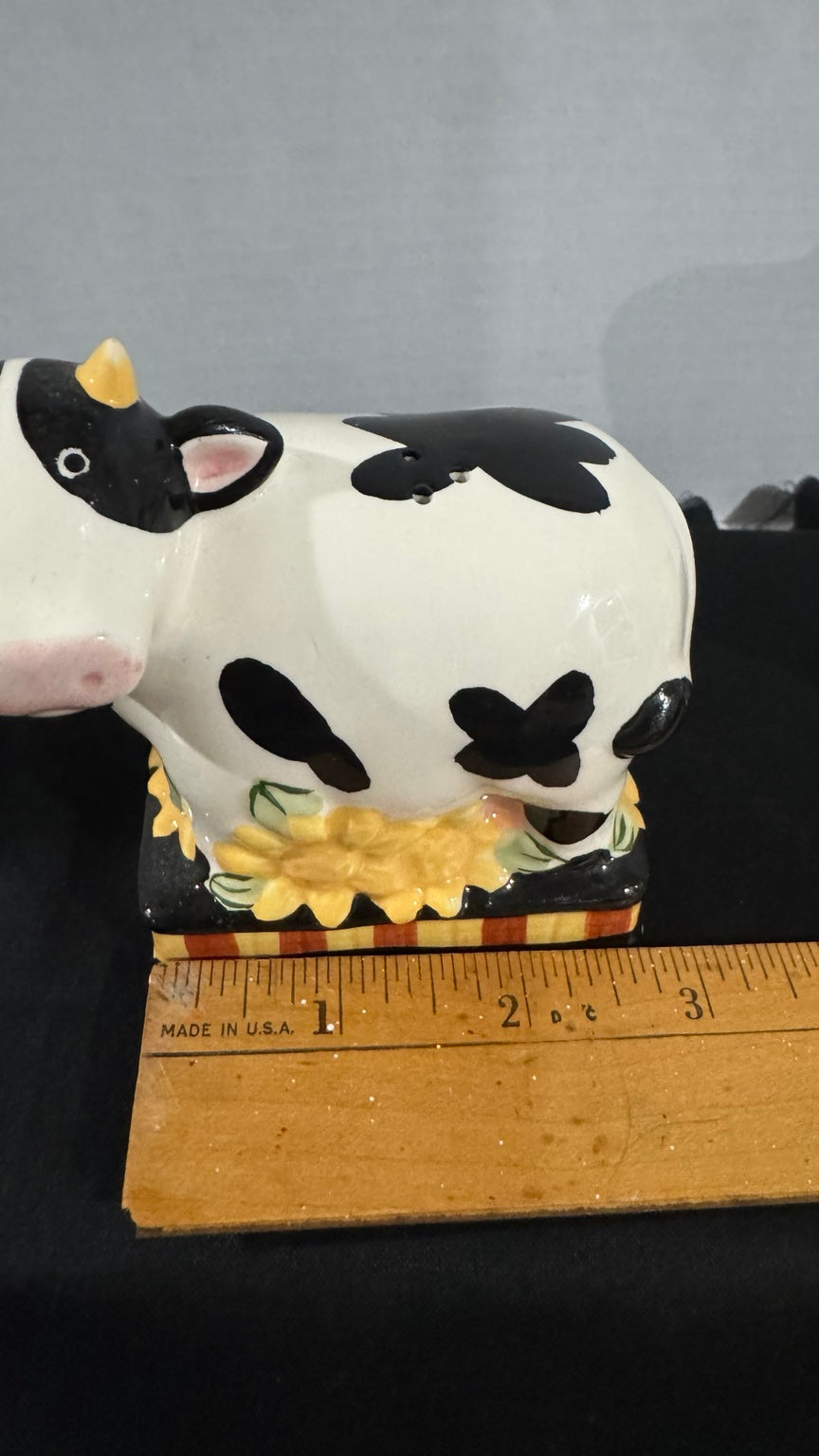Farmhouse Cow Salt & Pepper Shakers – Sunflower Accent Pair