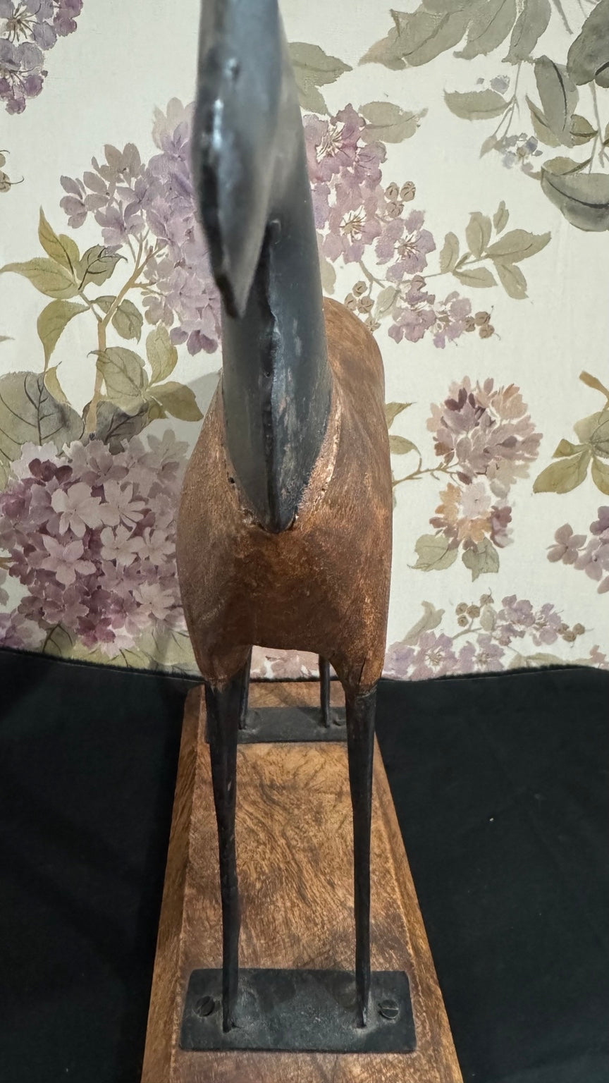 Handcrafted Rustic Wooden Horse Sculpture on Wood Base – 12”