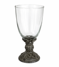 Decorative Glass Hurricane Candle Holder with Pewter Finish Base