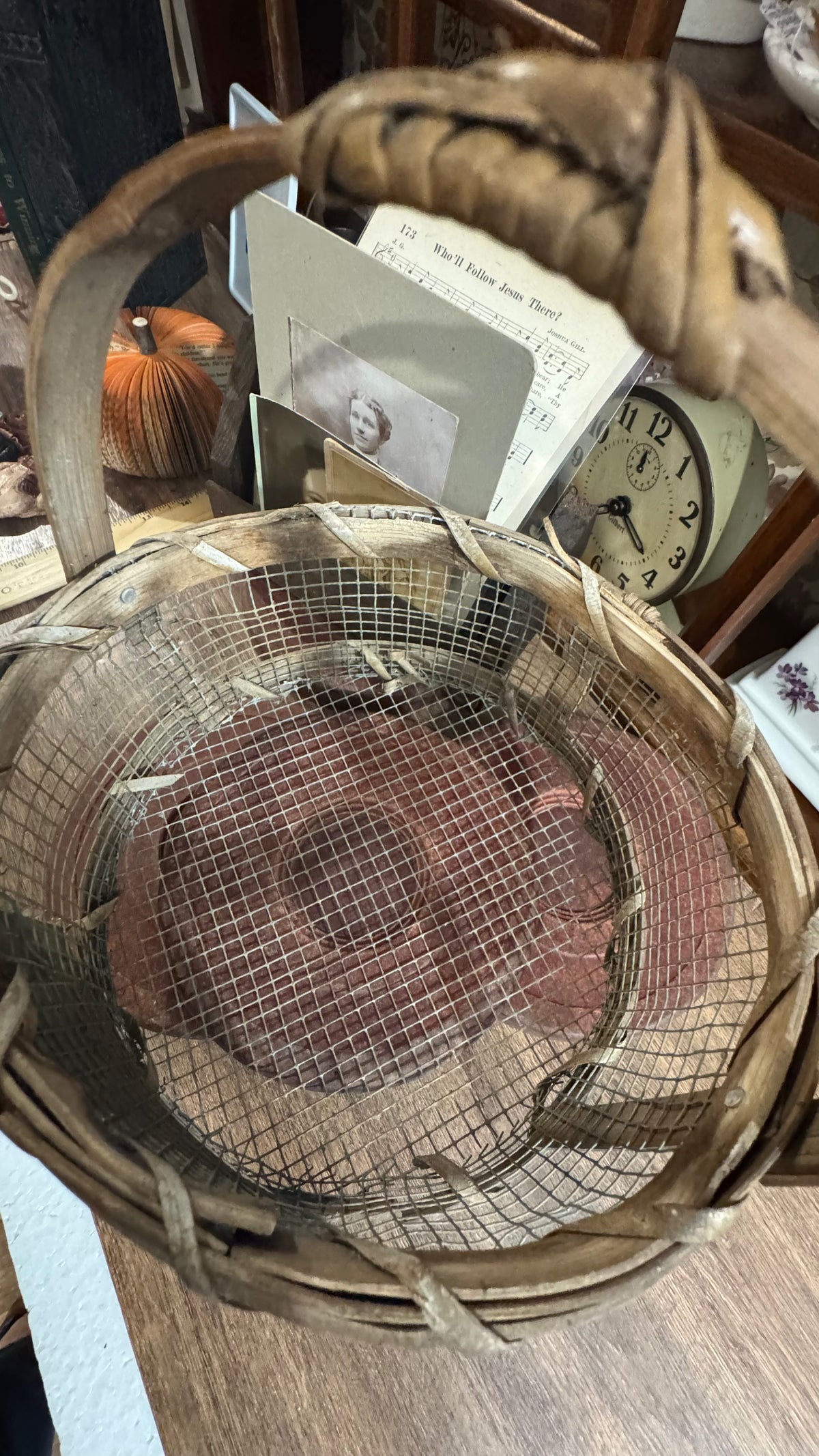 Rustic Wood & Wire “Assorted Seeds” Basket – Primitive Farmhouse Décor