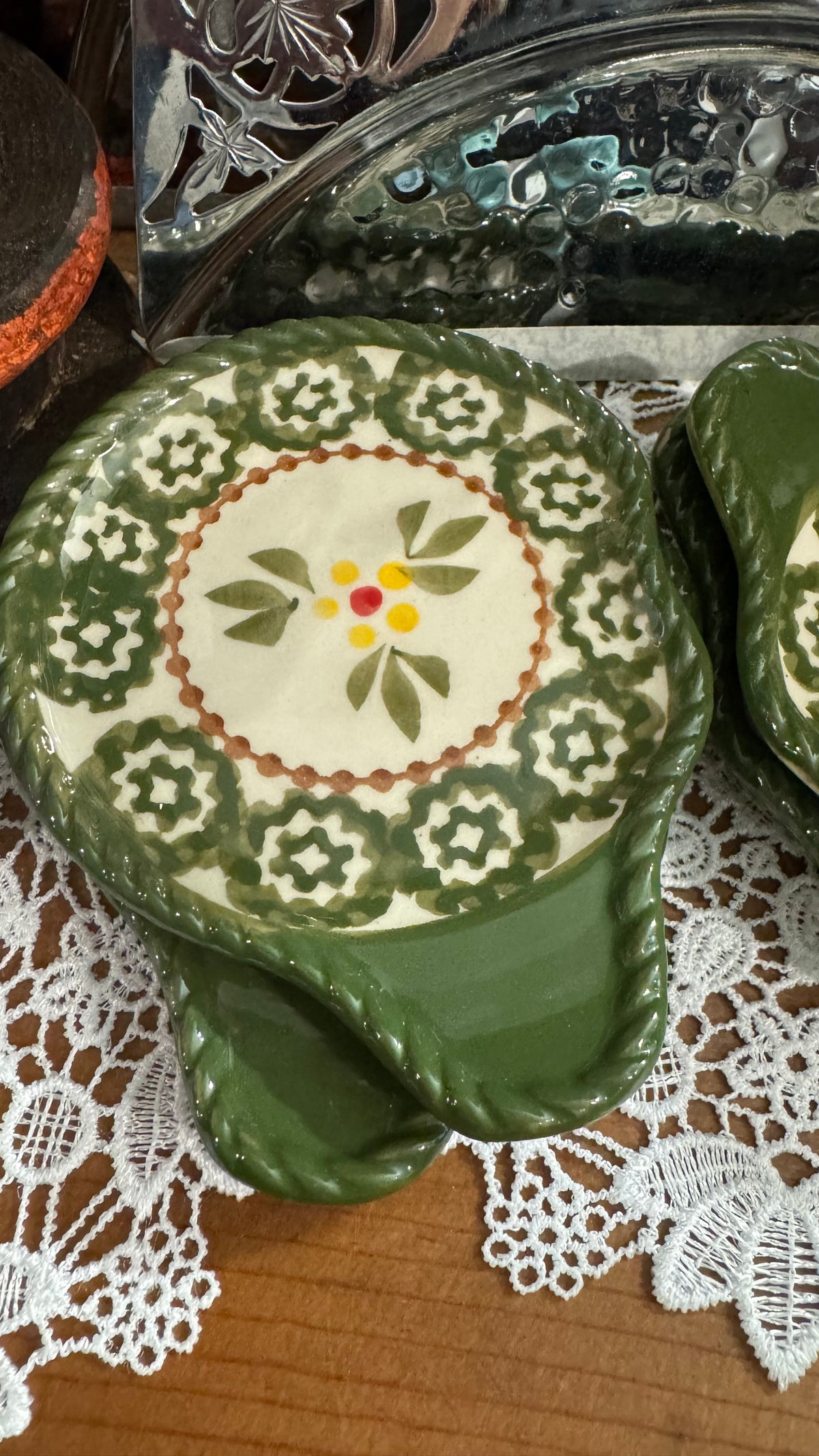 Set of 4 Temp-tations Old World Green Lid-It Plates / Trivets