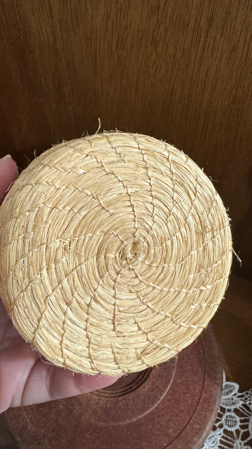Mini Floral Woven Nesting Baskets with Lids – Set of 3