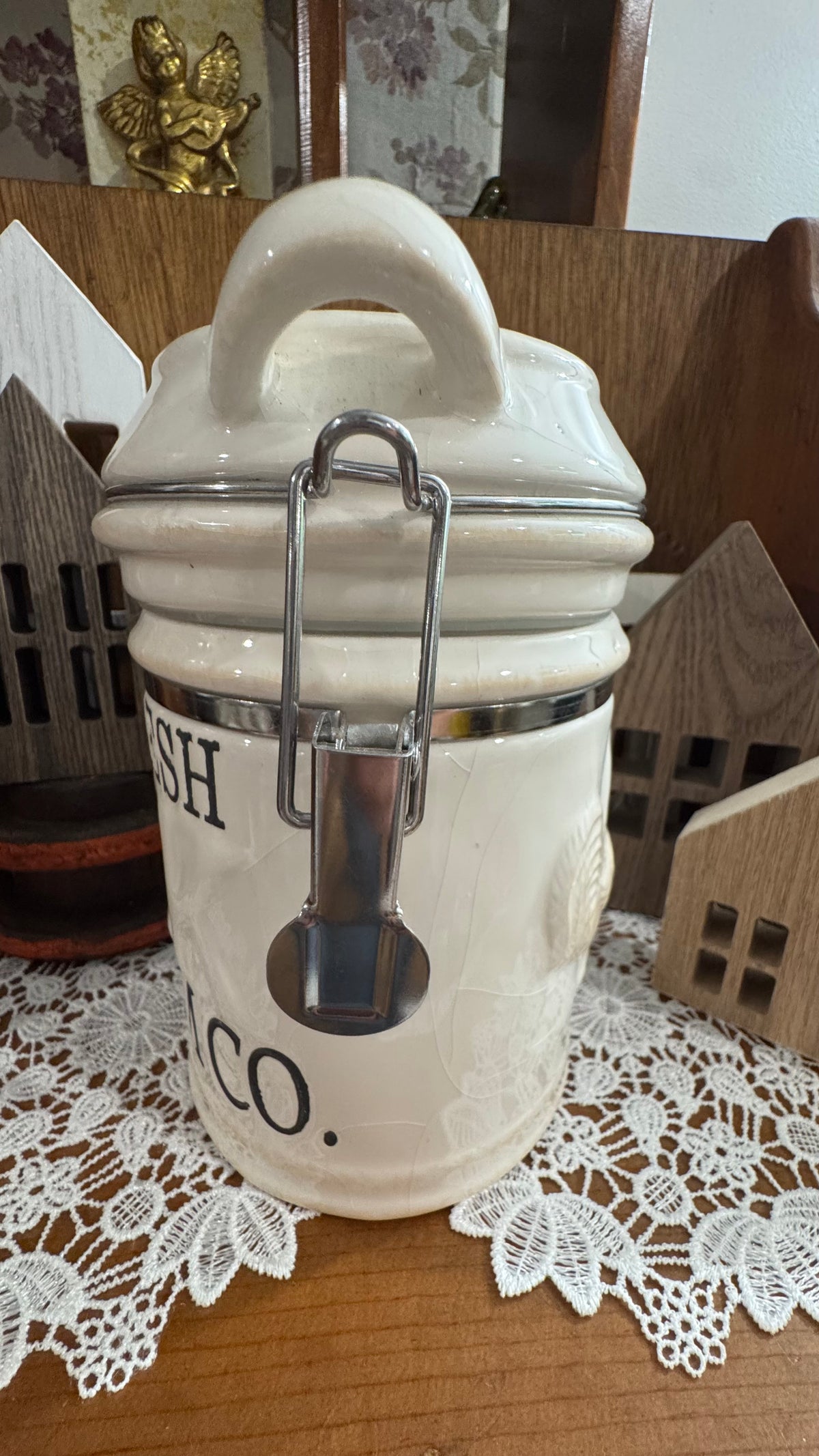 Boston Warehouse Double-Sided Rooster Canister – Farmhouse Décor –