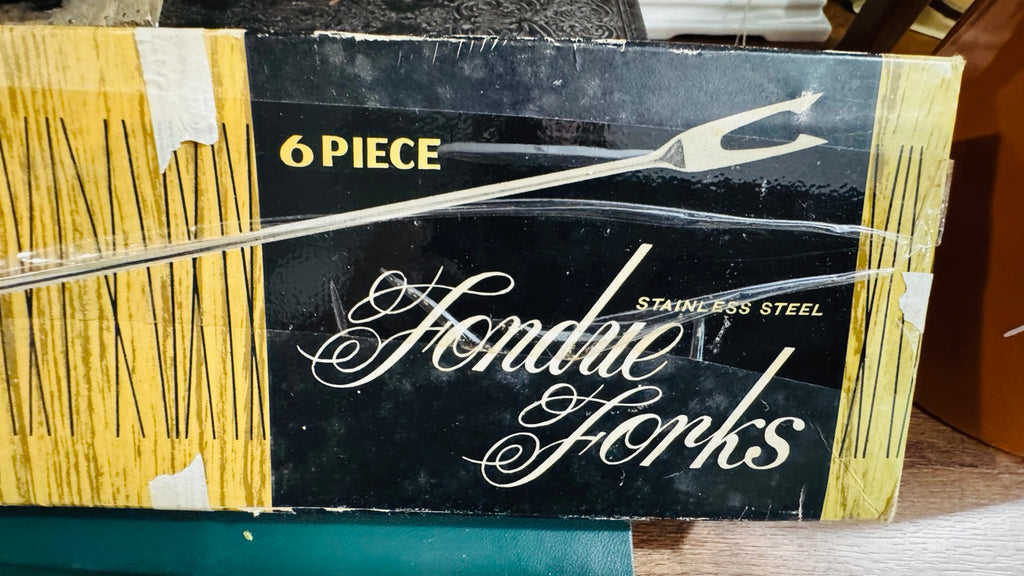 Vintage 1970s Stainless Steel Fondue Forks – Set of 6 in Original Box