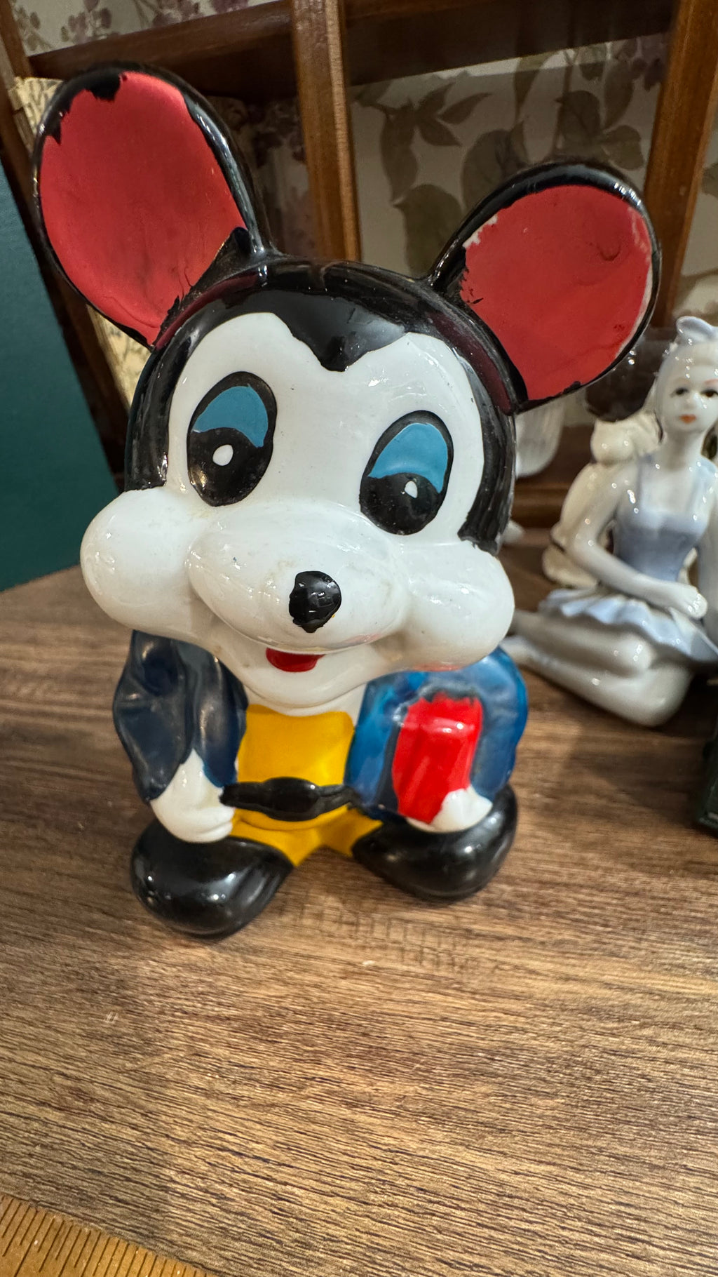 Retro Mickey-Style Ceramic Coin Bank