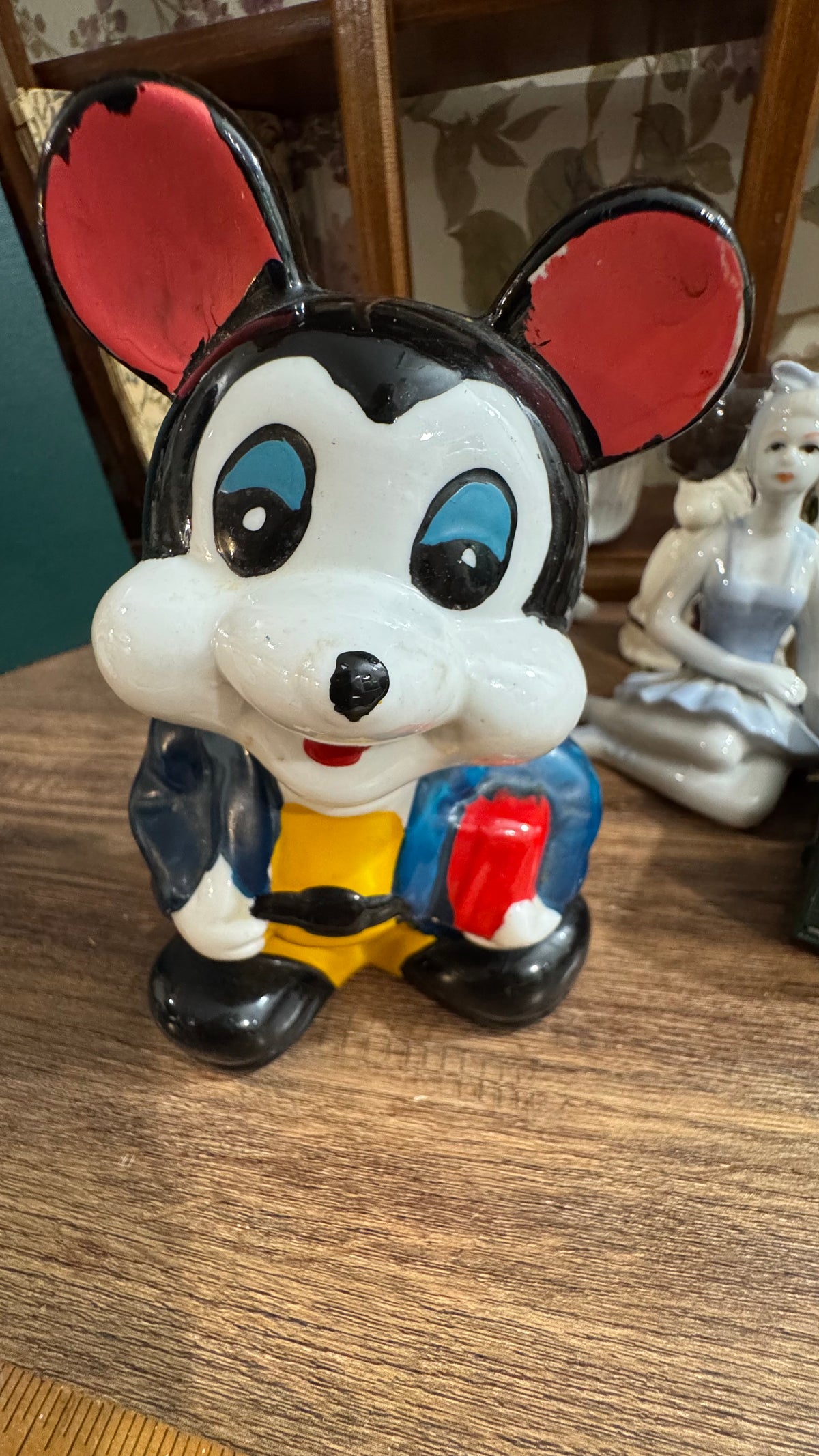 Retro Mickey-Style Ceramic Coin Bank