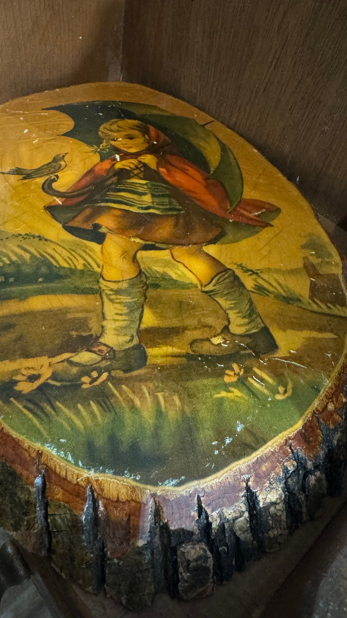 : Vintage RKS Singing in the Rain Wood Slice Plaque