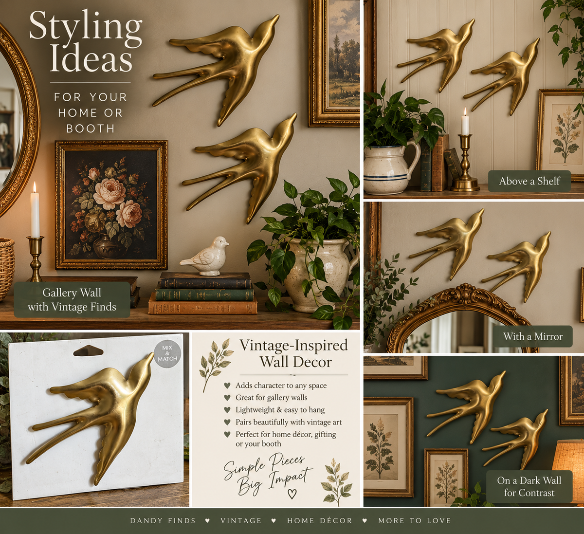Pair of Gold Flying Bird Wall Decor – Target 2017