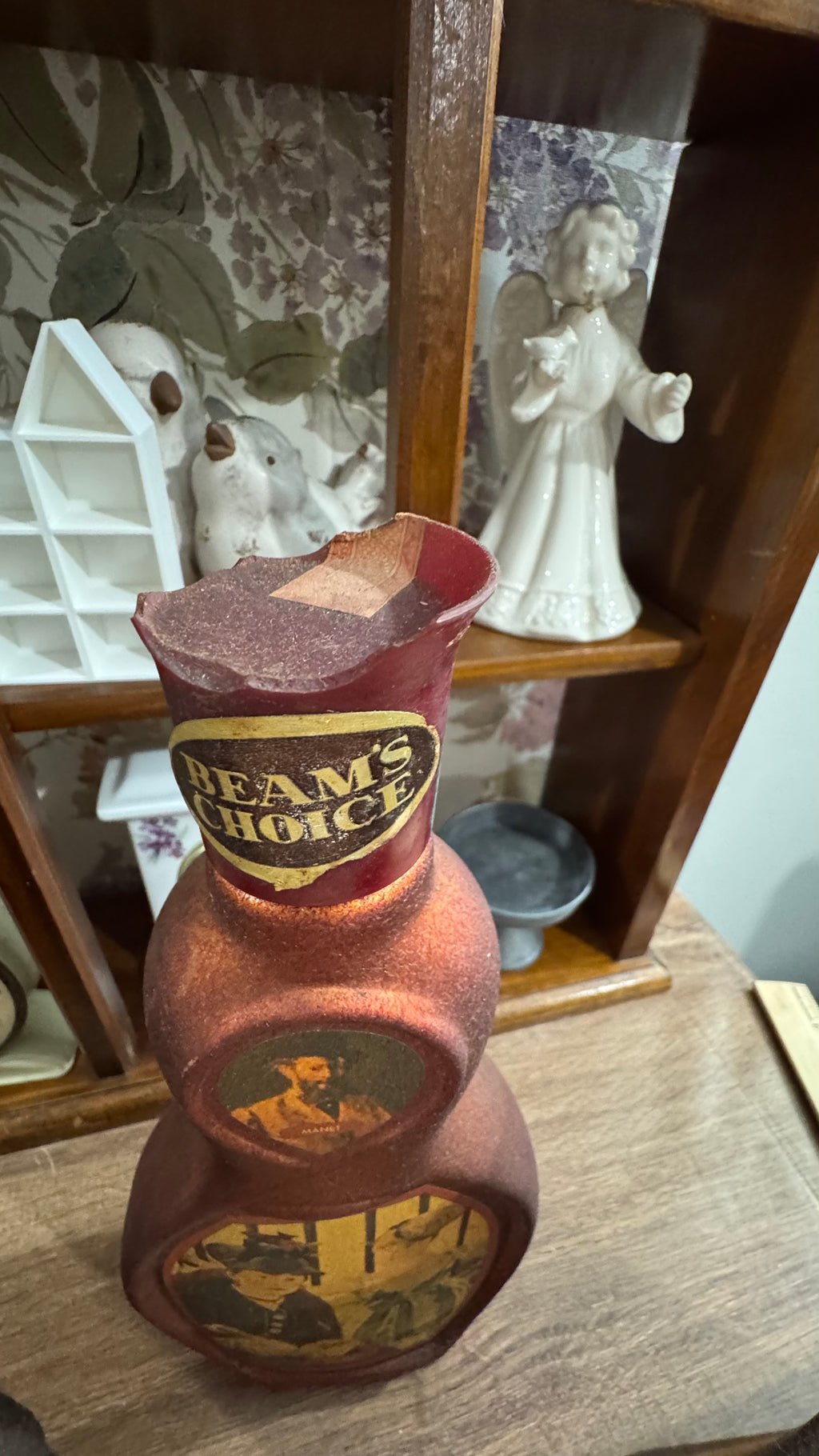 3 Vintage Beam’s Choice Art Decanter Bottles – Home Bar Display – Set