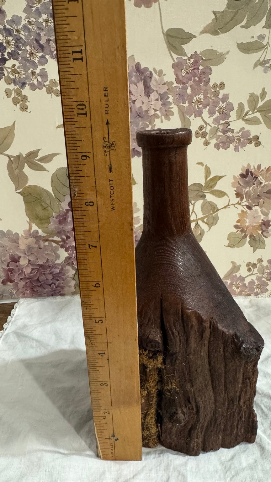 Hand-Carved Rustic Wooden Bud Vase | Live Edge Folk Art Decor