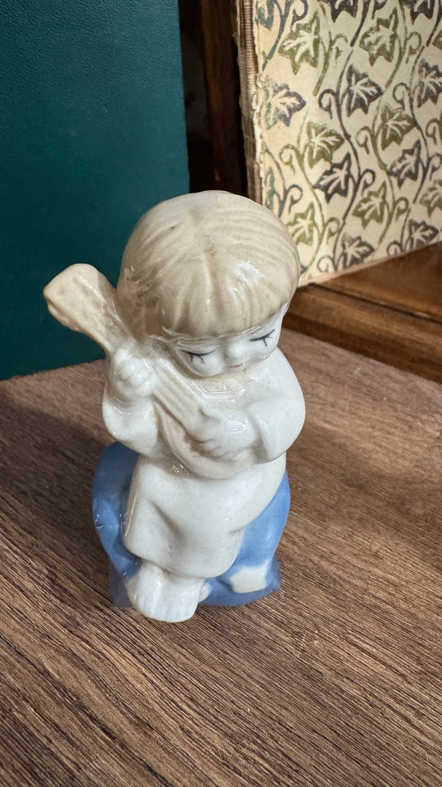 Porcelain Child Musician Figurine – Lute/Mandolin