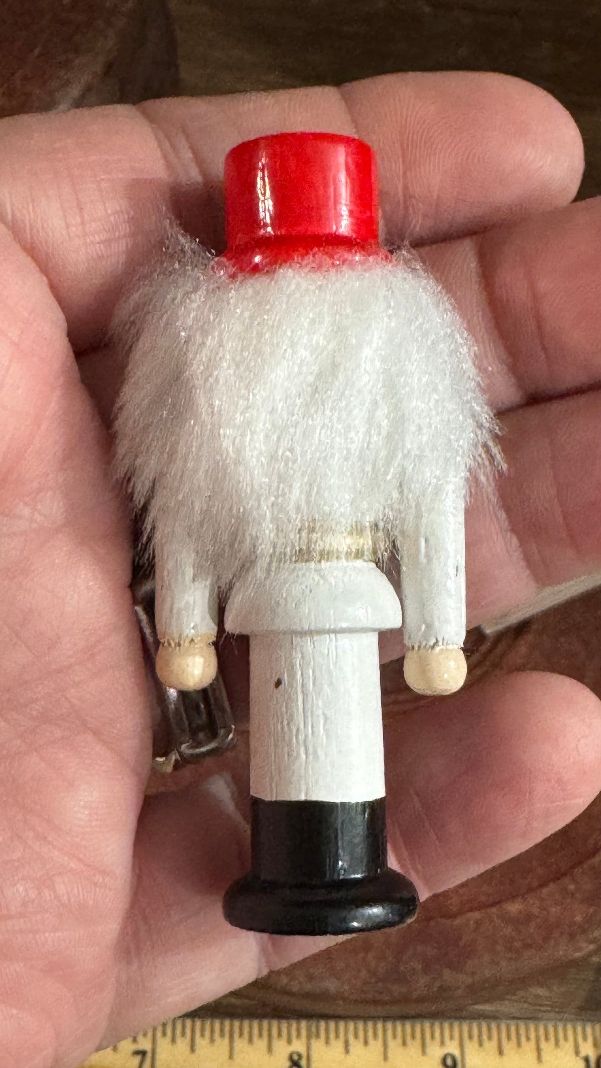 Miniature Wooden Nutcracker Soldier – Red Hat & White Uniform, Box Included