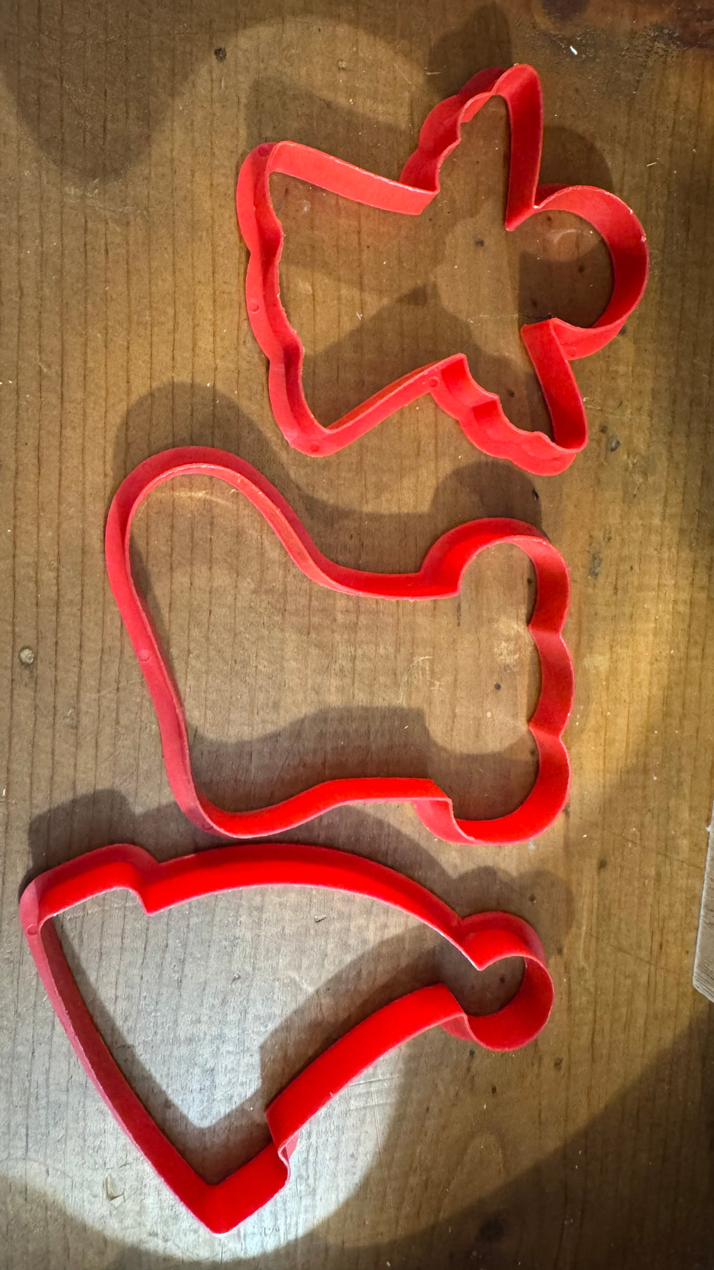 3 Red Christmas Cookie Cutters – Angel, Stocking & Santa Hat