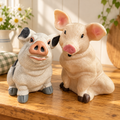 Title: Pair of Sitting Pig Figurines – Farmhouse Décor