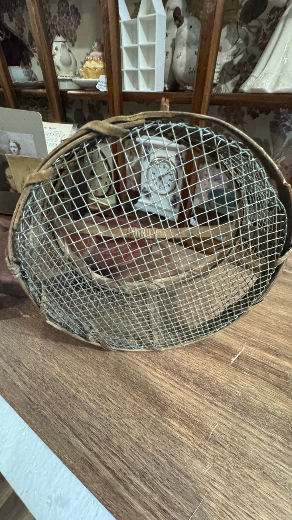 Rustic Wood & Wire “Assorted Seeds” Basket – Primitive Farmhouse Décor