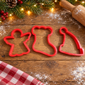 3 Red Christmas Cookie Cutters – Angel, Stocking & Santa Hat