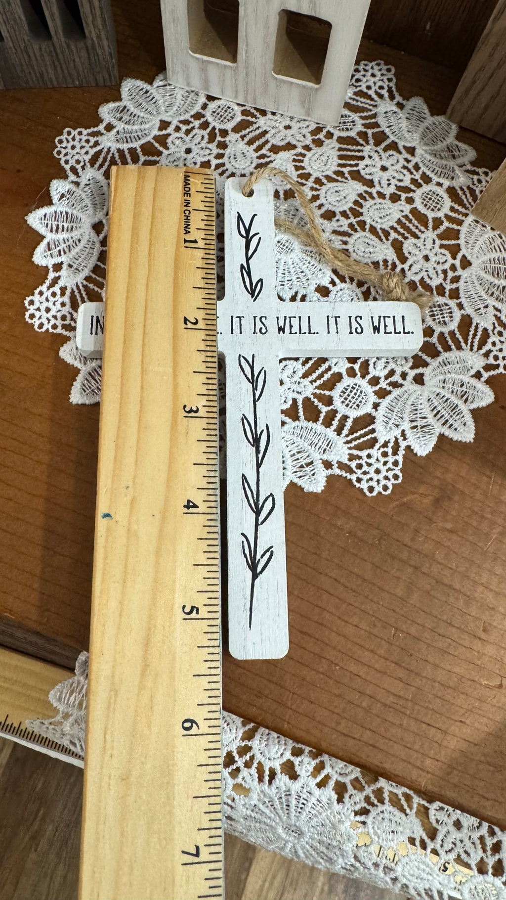 “It Is Well” White Hanging Cross – Farmhouse