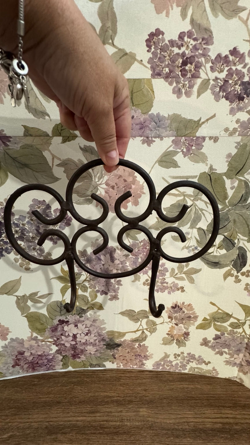 Decorative Wrought Iron Double Wall Hook | Farmhouse Scroll Coat & Towel Rack