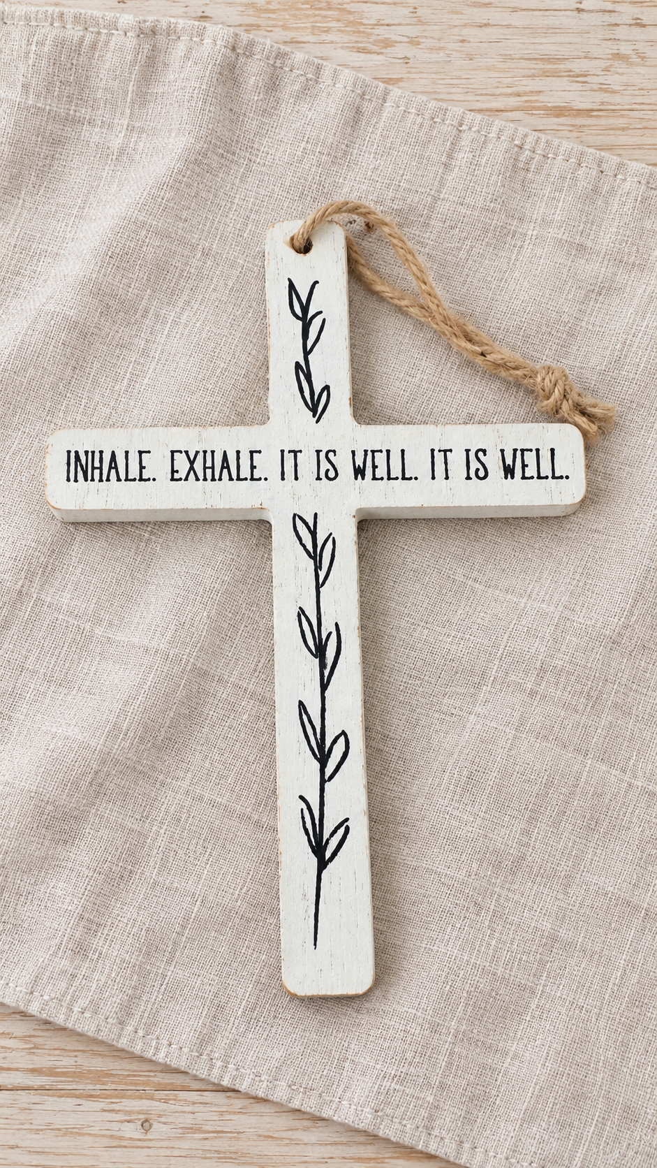 “It Is Well” White Hanging Cross – Farmhouse
