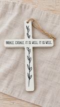“It Is Well” White Hanging Cross – Farmhouse