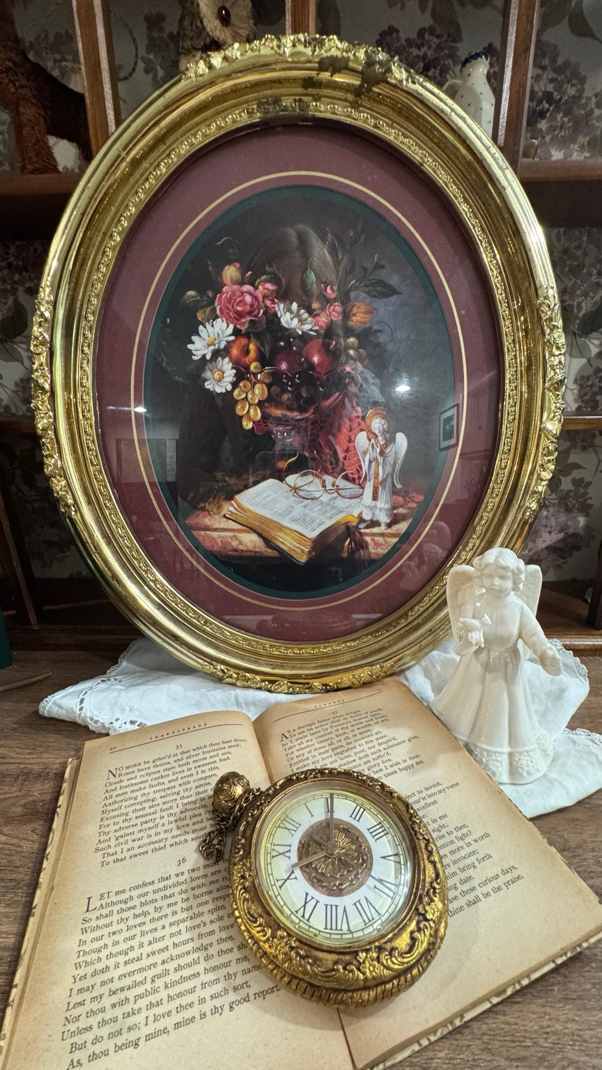 Home Interiors & Gifts Oval Gold Framed Still Life Print