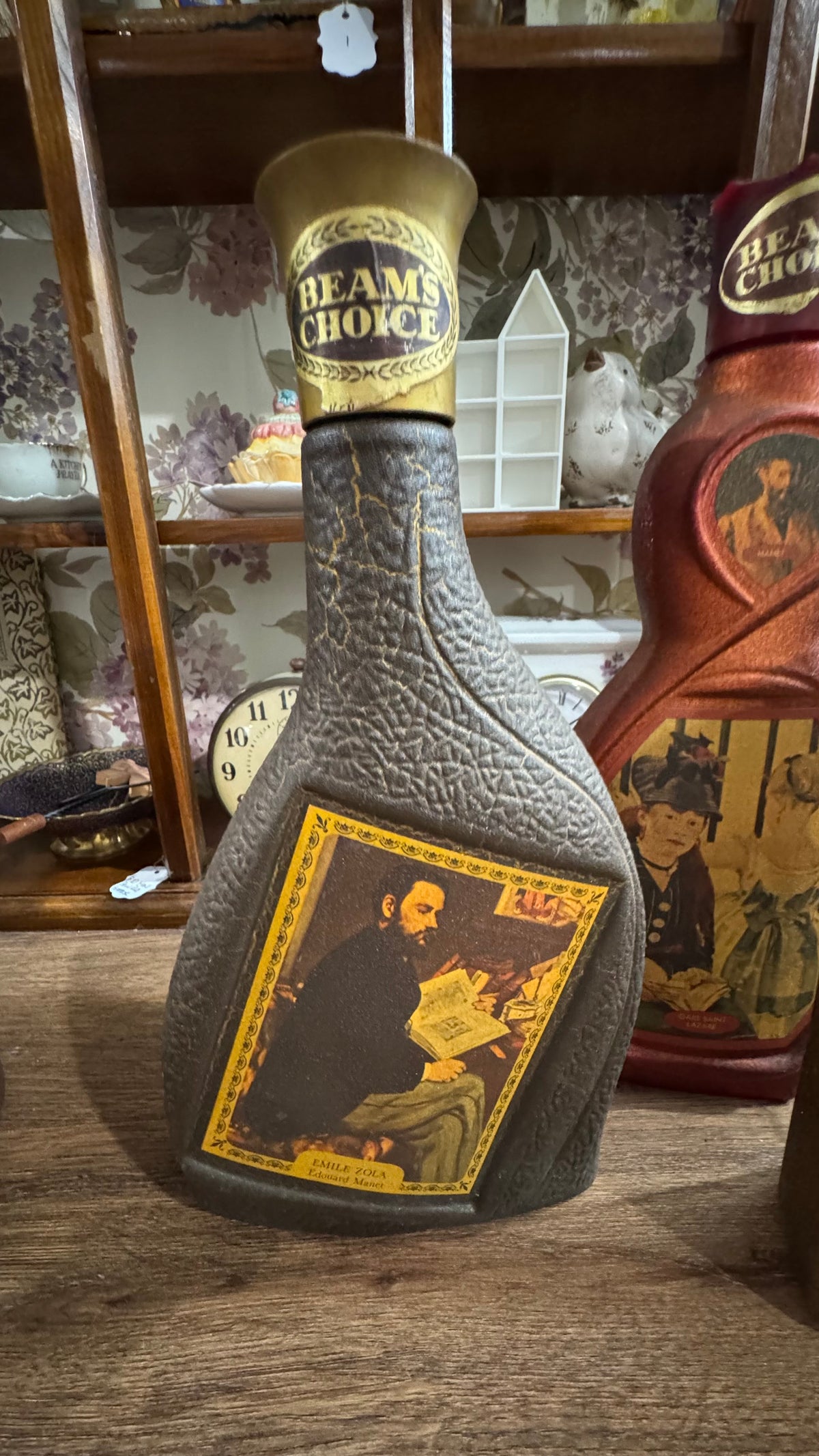 3 Vintage Beam’s Choice Art Decanter Bottles – Home Bar Display – Set