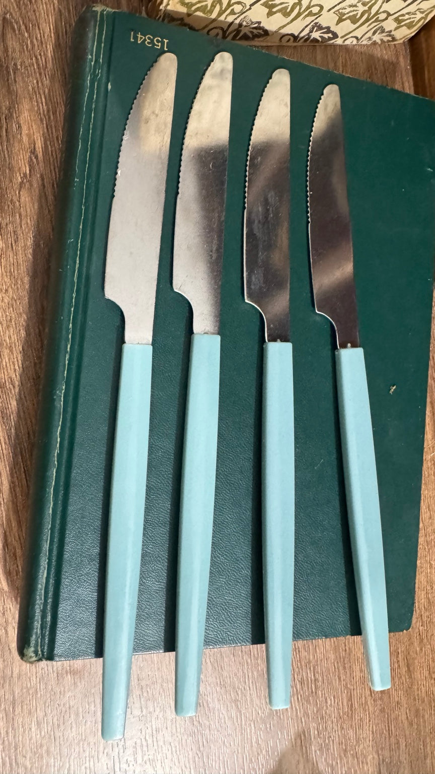 Vintage Aqua Handle Stainless Steak Knives – Set of 4
