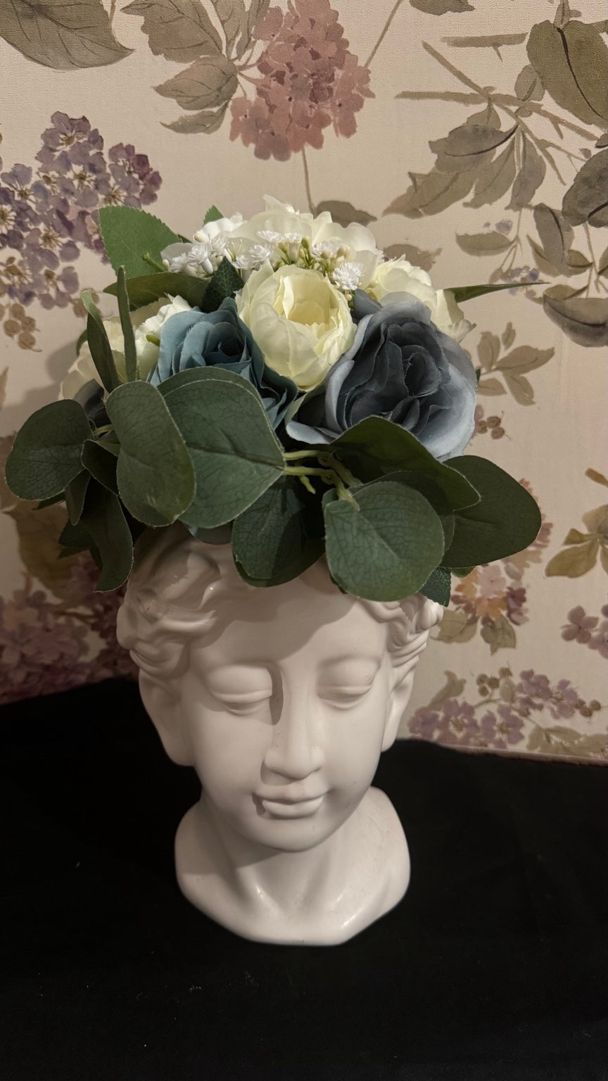 8” Greek Goddess Bust Planter | White Classical Head Vase | Cottage Decor