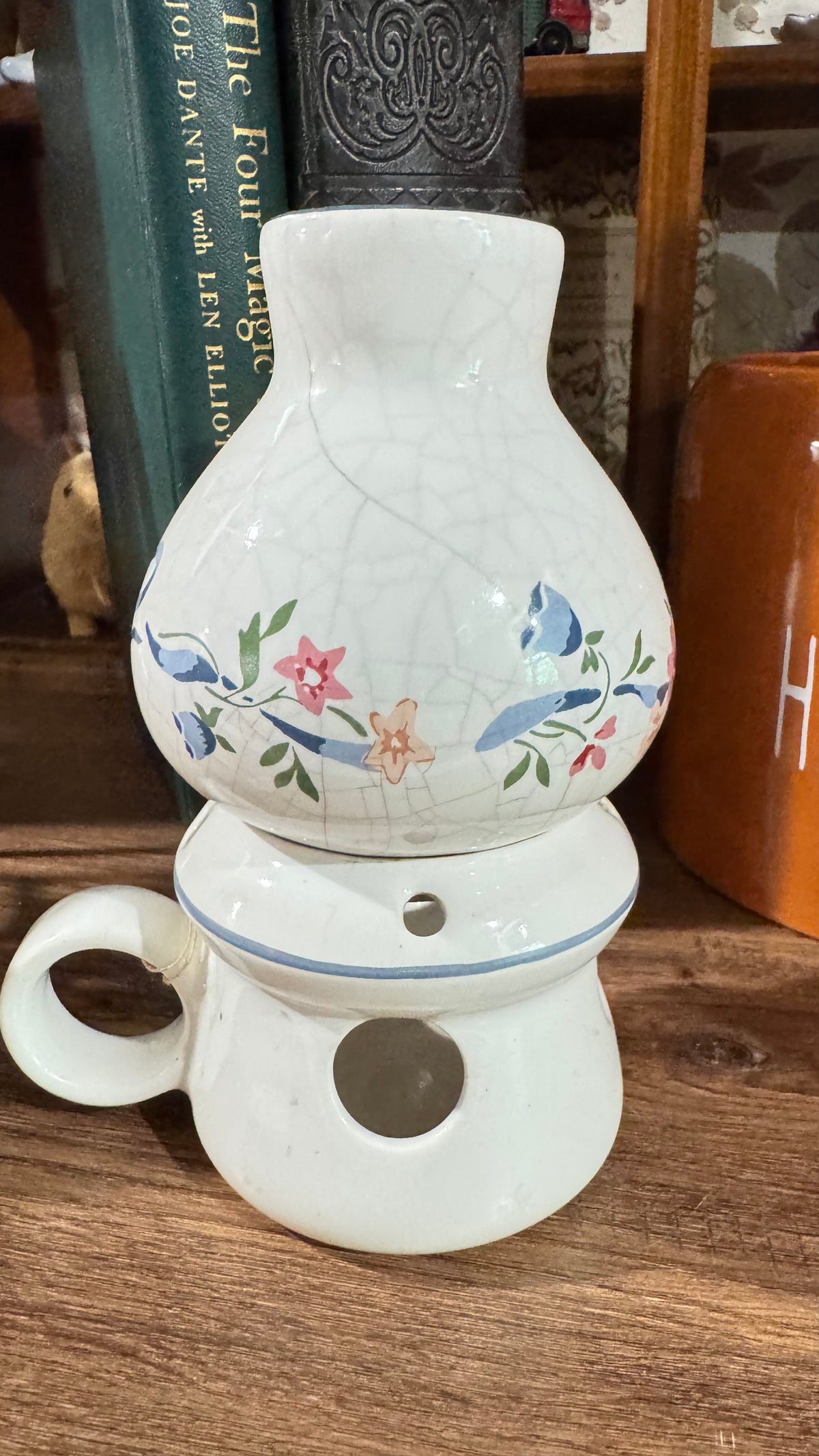 1987 The Love Mug Ceramic Candle Warmer Floral Drink Server