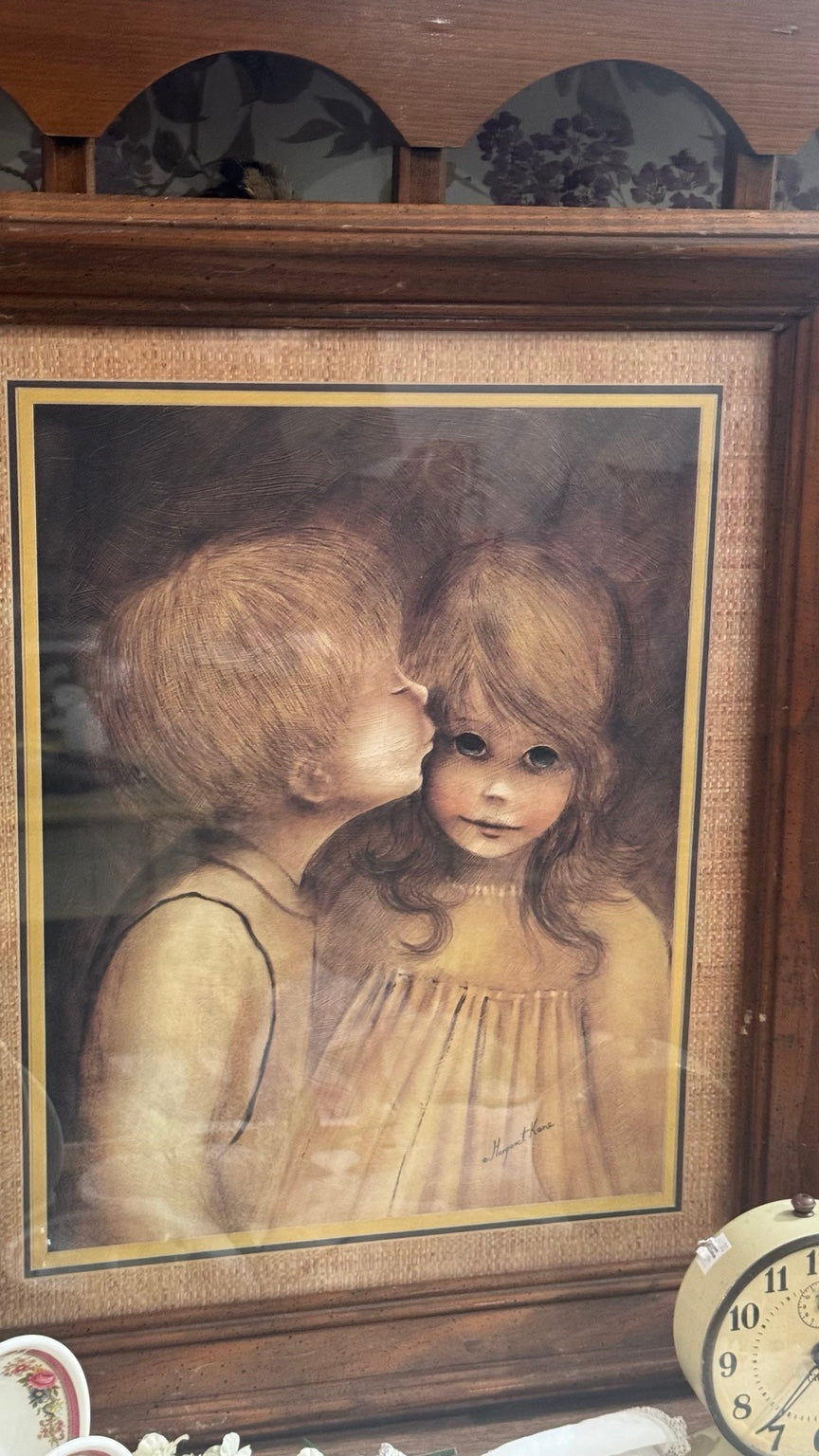 Vintage Margaret Kane Big-Eyed Children Framed Art Print