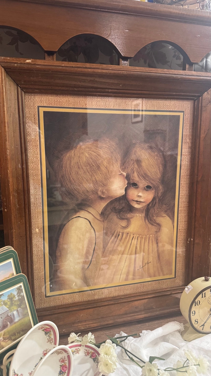 Vintage Margaret Kane Big-Eyed Children Framed Art Print