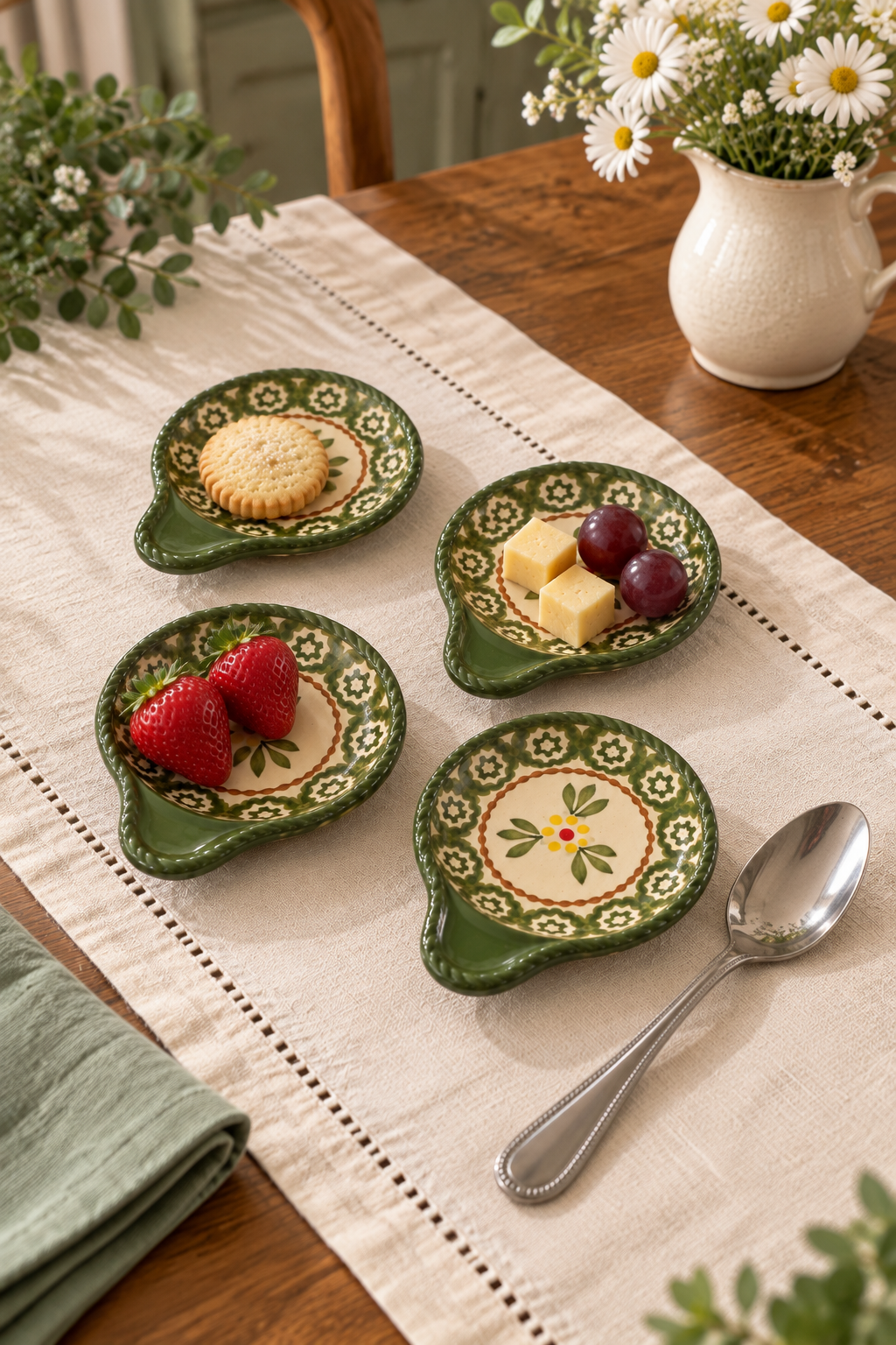 Set of 4 Temp-tations Old World Green Lid-It Plates / Trivets