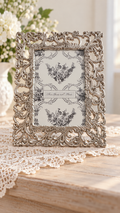 Ornate Silver-Tone Floral Scroll Photo Frame – 4×6 –