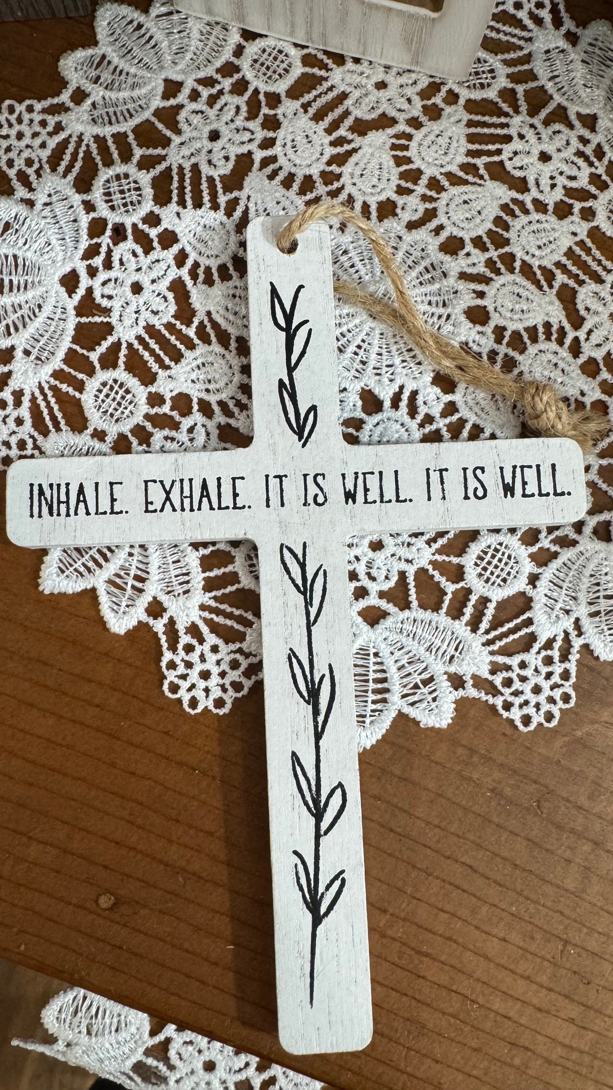 “It Is Well” White Hanging Cross – Farmhouse