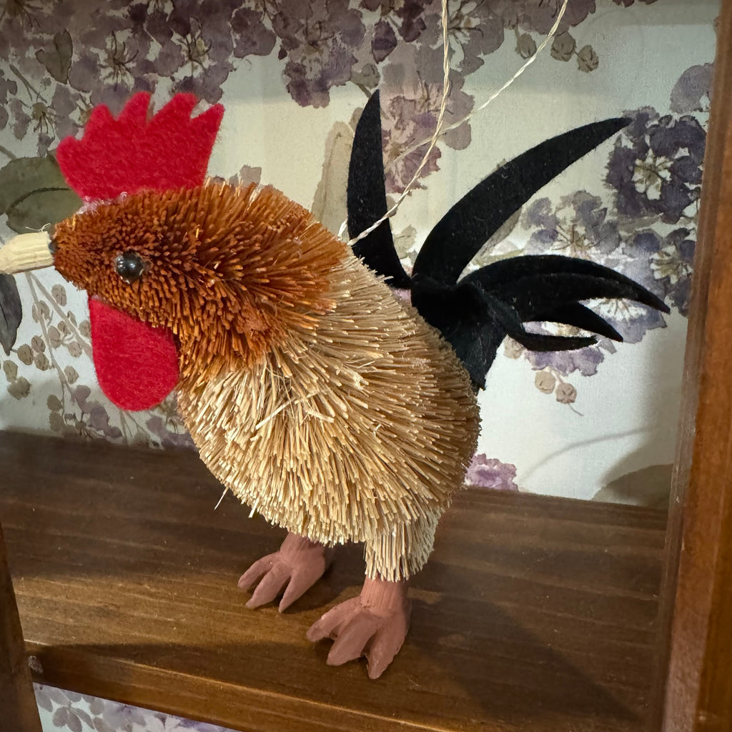 Set of 4 Bristle Animal Figurines – Rustic Farmhouse Decor