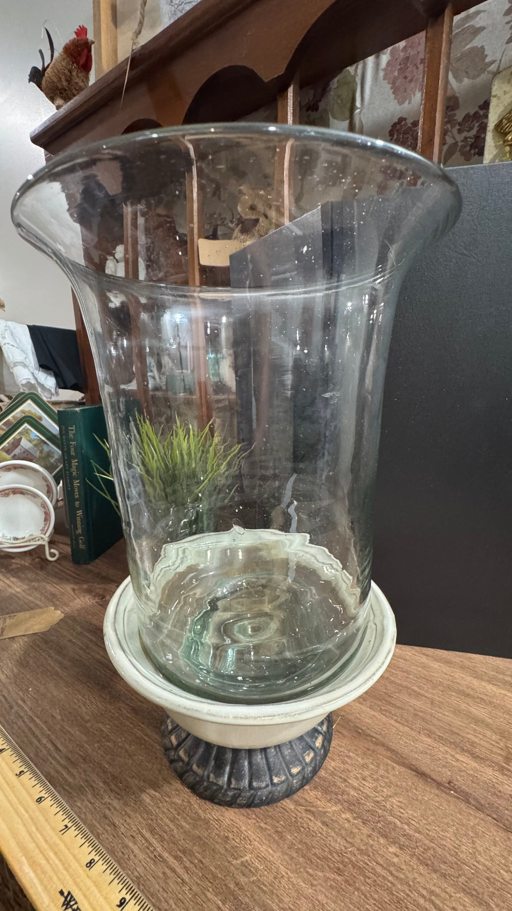 Versatile Glass Hurricane Vase & Decorative Pedestal – 2-Piece Set