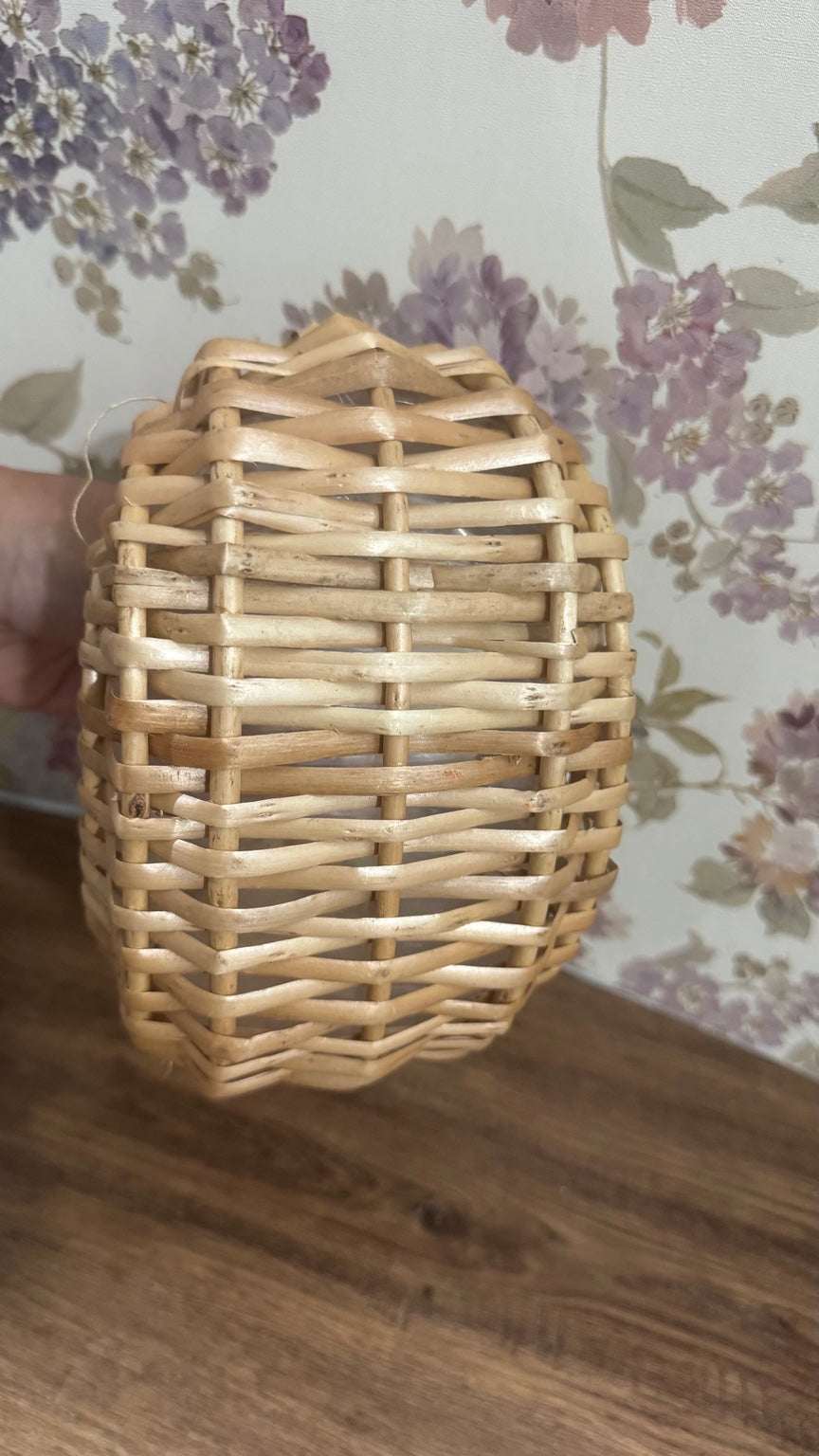 Small Vintage Oval Wicker Basket with Handle