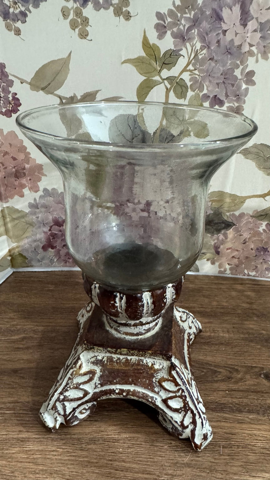 Southern Living at Home Distressed Hurricane Candle Holder / Glass Vase