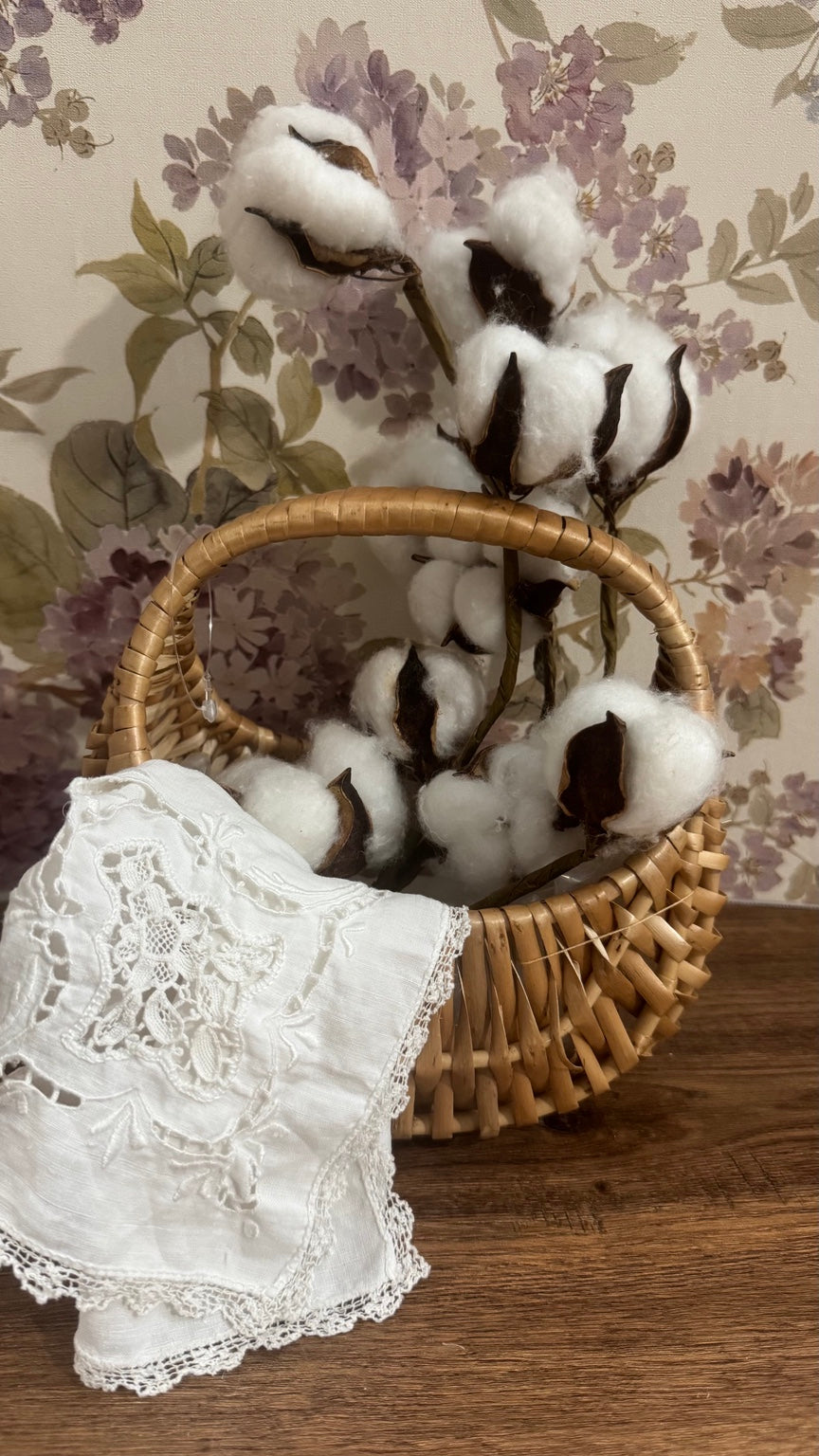 Small Vintage Oval Wicker Basket with Handle