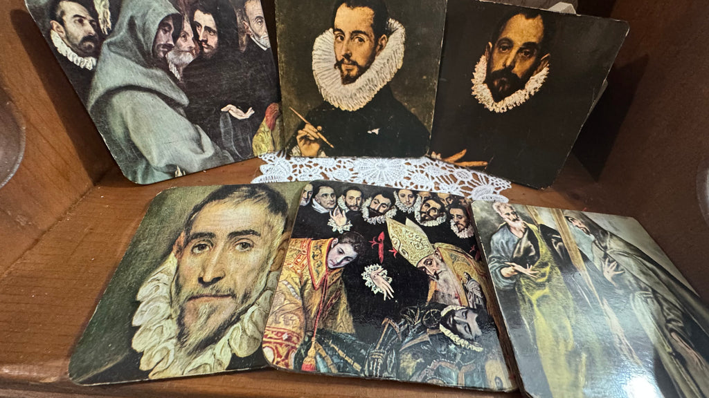 Set of 6 El Greco Art Coasters – Red Felt Backs – Old World Decor