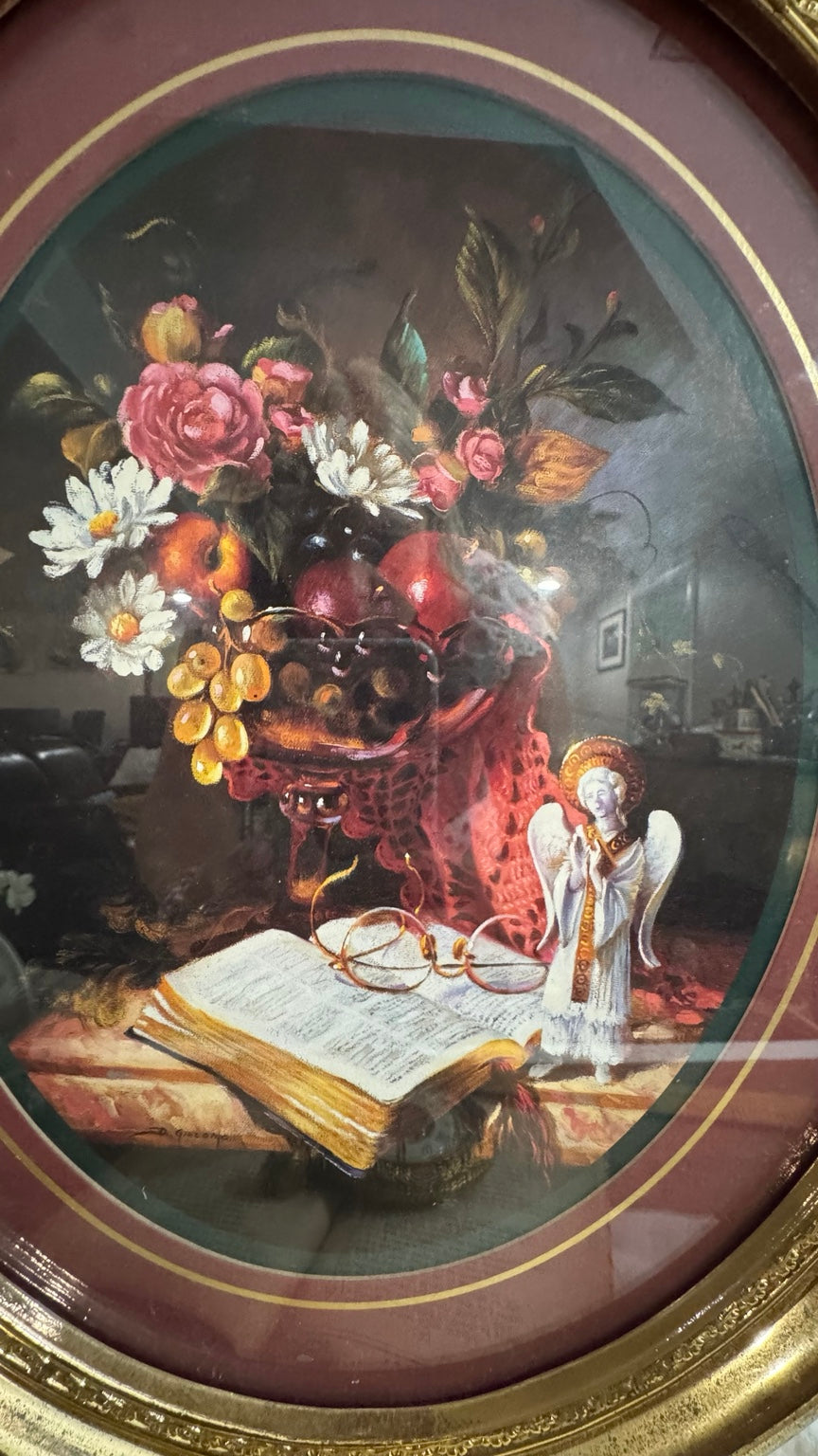 Home Interiors & Gifts Oval Gold Framed Still Life Print