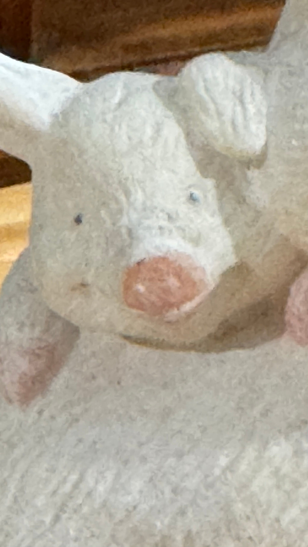 Ceramic Mama Pig & Piglet Figurine – White & Pink Country Décor –