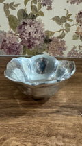 Vintage Hand Hammered Aluminum Petal Bowl Scalloped Flower Dish Mid Century 5”
