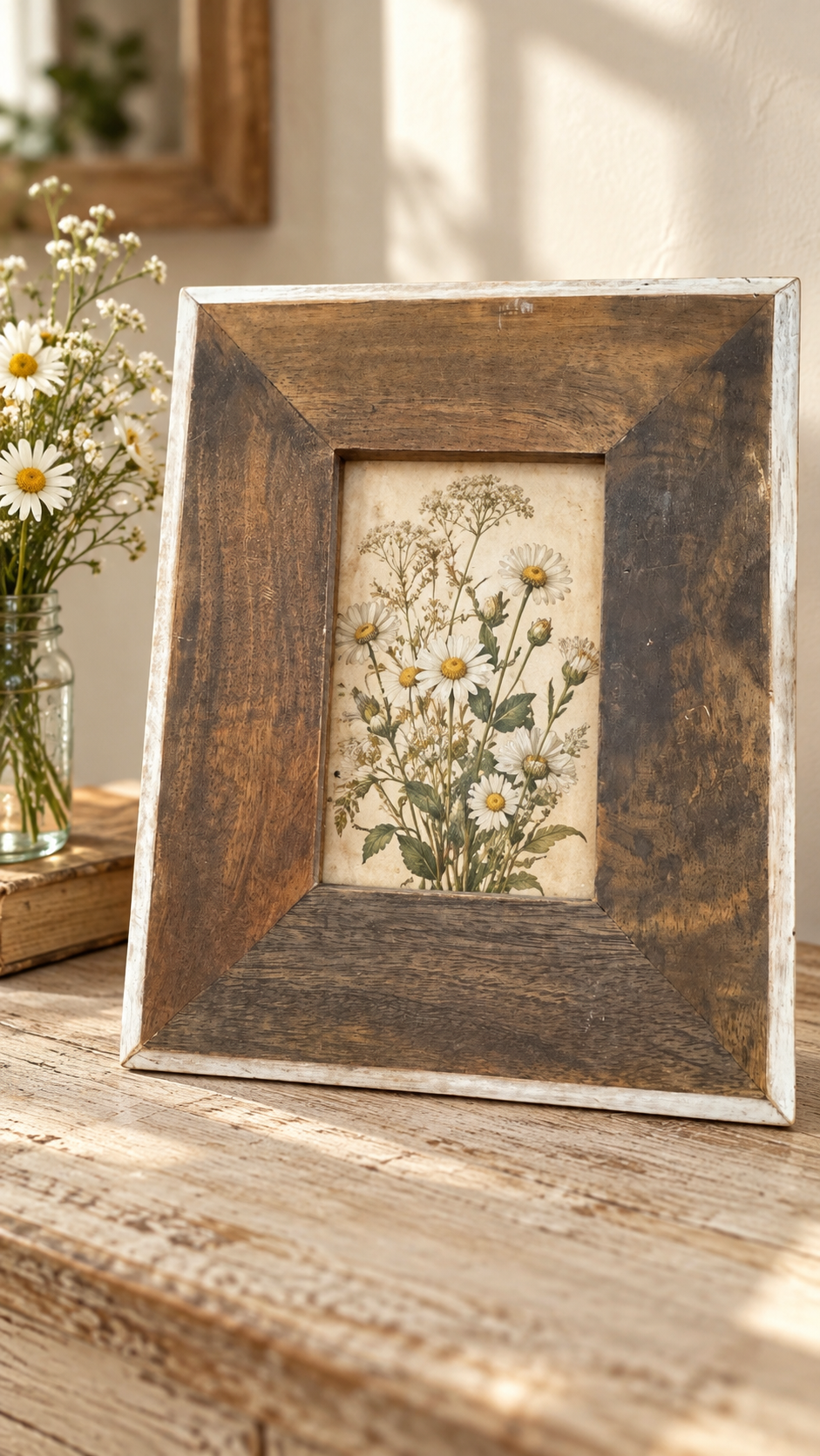 Rustic Wood Picture Frame with Whitewashed Edge –